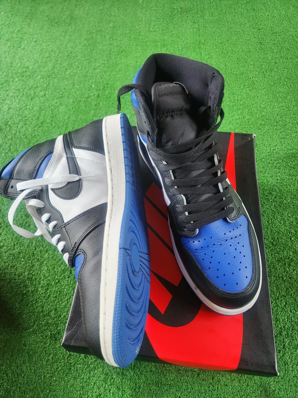Jordan High-Top Sneakers in Black, Blue & White